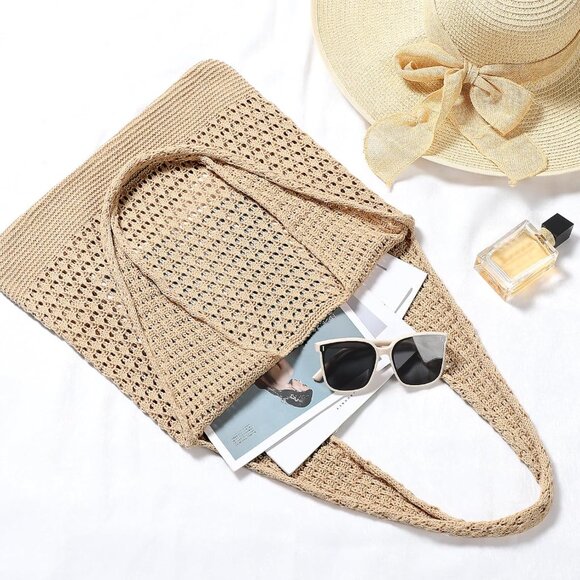 Women's Khaki Shoulder Shopping Handbag Casual Travel Totes Fold Able Bags - Picture 6 of 7